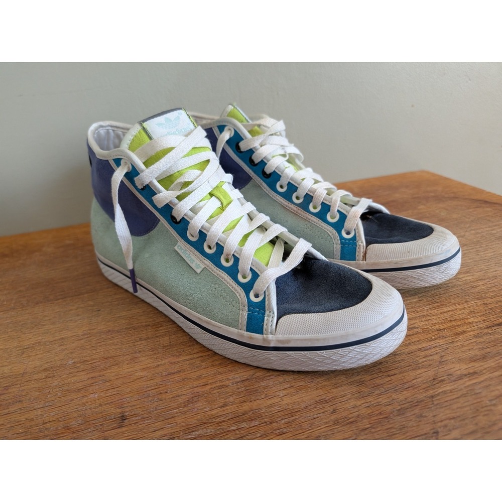 Adidas Mid Top Sneakers Womens Style Honey Celadon/Purple Blue US 11 Color Block